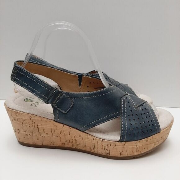 PLANET by EARTH Dawson Open Toe Wedge Slingback Sandals Blue Sz 9 M - Picture 3 of 13